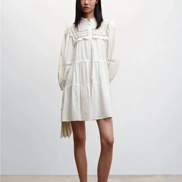 Mango | Dresses | Mango White Lace Drop Waist Mini Dress New | Poshmark